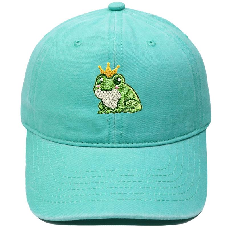 New cartoon crown frog embroidery baseball cap retro and old cute men's and women's casual sunshade dad hat