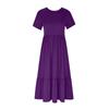 Women’s Short Sleeve Crew Neck Tiered Maxi Dress with Pockets Casual Loose Fit Soft Fabric Flowy Summer Dress