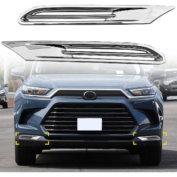 Pour Toyota Grand Highlander 2023-2025 ABS Chrome Cache-antibrouillard avant Garniture 2 pièces Accessoires de voiture