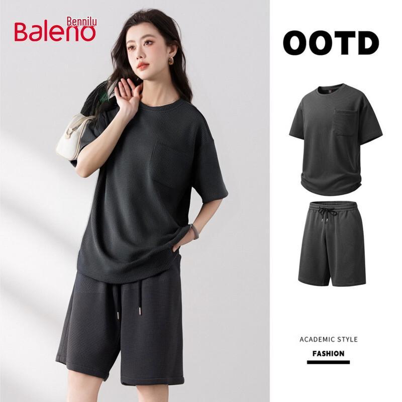 Baleno Women s Summer Casual Crew Neck Short Set (2-Piece) M
