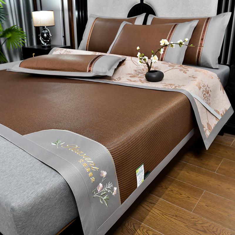 Embroidered Ice Vine Rattan Summer Mat Set - Includes Dormitory, Hotel, and Air Conditioning Latex Ice Silk Mats.