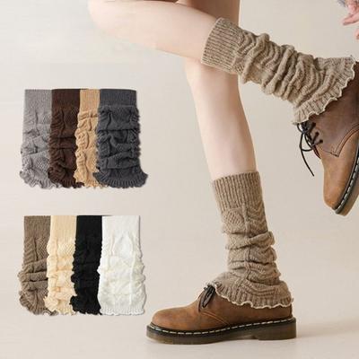 Wool Knitted Foot Cover Women's Leg Warmers Japanese Lolita Long Socks Arm Warmer Autumn Winter Crochet Heap Sock Boot Cuffs