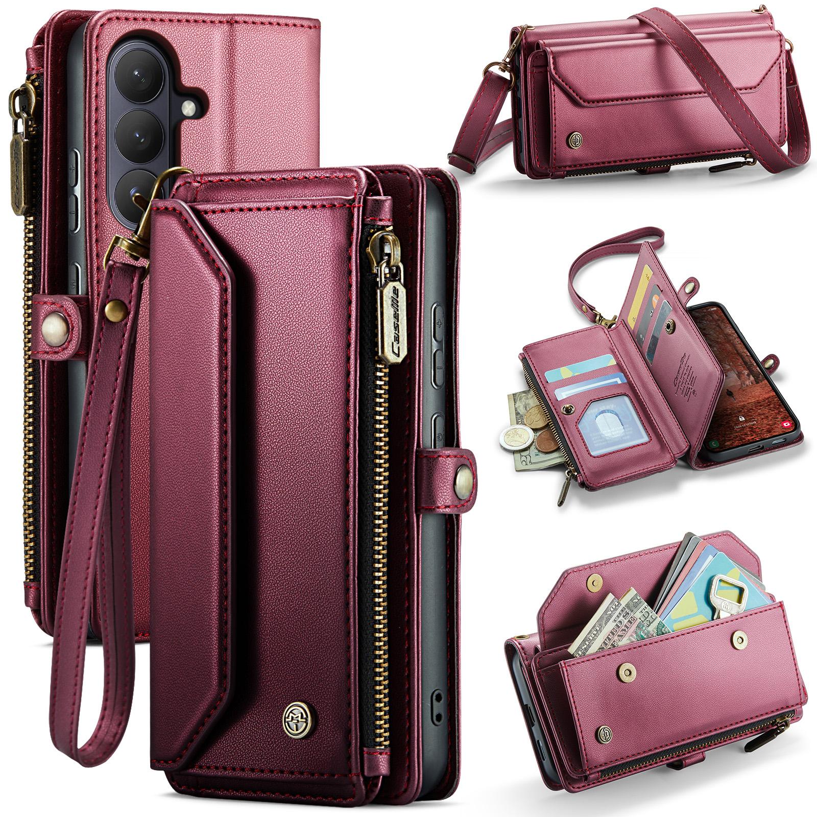 

Для Samsung Galaxy S26 Шкіряний чохол CASEME C36 Блискавка 10 слотів для карток Чохол для телефону зі ремінцями