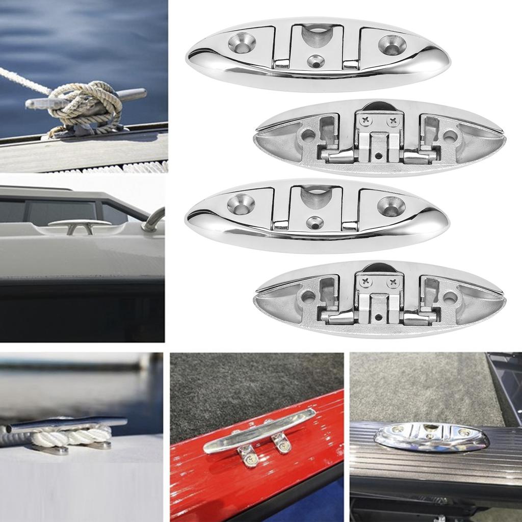 4Pcs Boat Cleat Stainless Steel Foldable Flip Up Marine Handware 6x2.1in