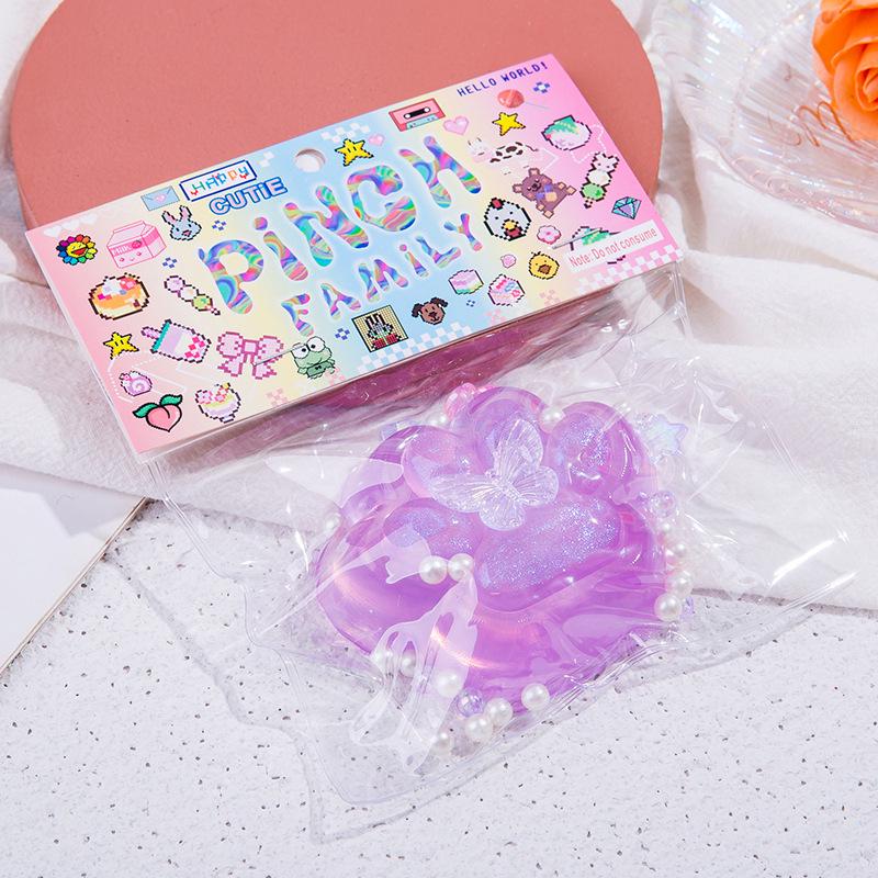 Pink Gold Cat Paw Squishy Toy for Girls - 2024 Decompression Artifact