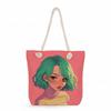 Black Girl Print Thick Rope Single-shoulder Beach Bag 7358