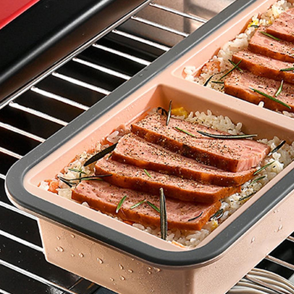 Silicone Compartment Food Storage Container with Lid Bento Box Freezer Microwave Safe Leakproof Meal Prep for Home Outdoor