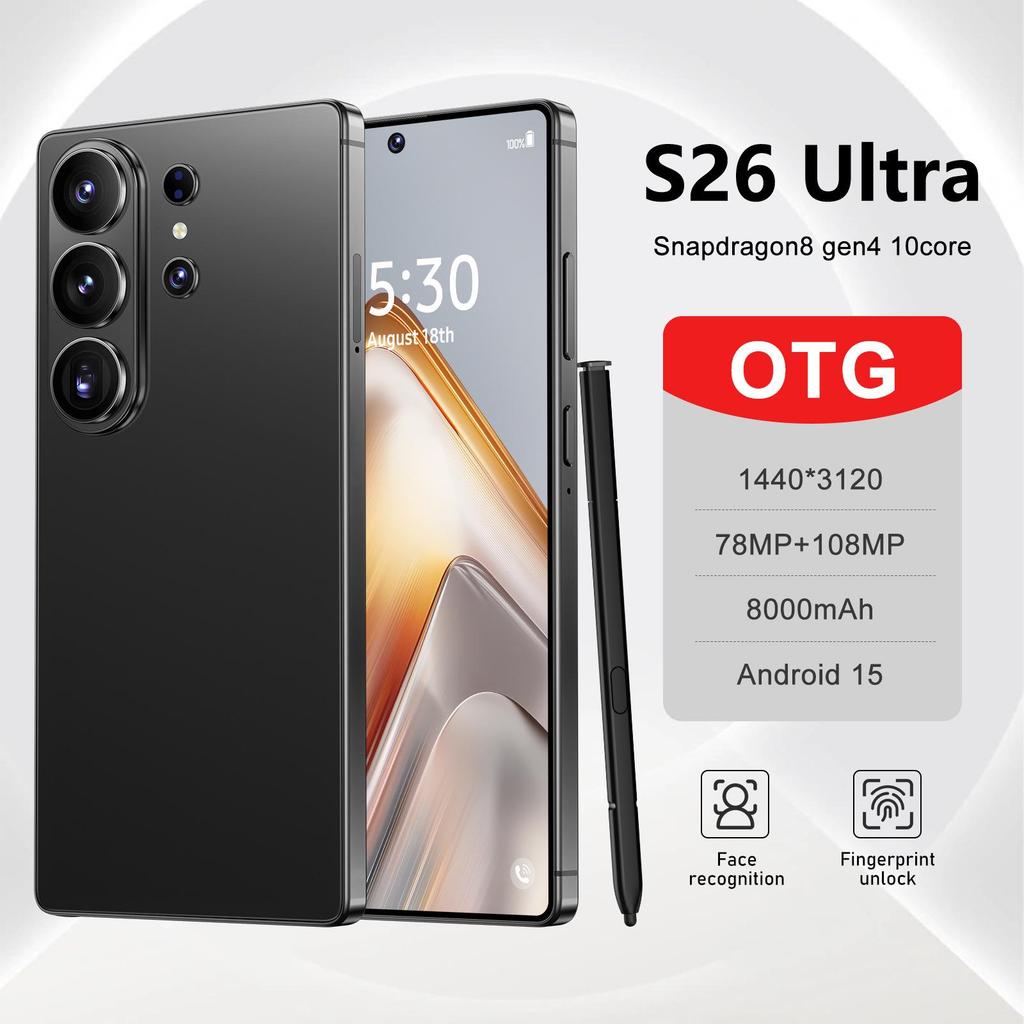 Smartphone Android S26 Ultra 5G, 12+512GB, Ecran Mare