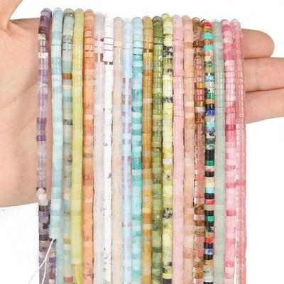 Naturstein Rondelle Perle 4x2mm Türkis Quarz Jaspis flache runde Scheibenperlen für Schmuckherstellung DIY Armband Zubehör 15''
