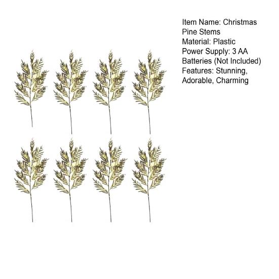 Lighted Christmas Norfolk Pine Branches Battery Operated Pre-Lit Pine Stems Artificial Pines Needles Branches for DIY Wreaths Vase Fillers
