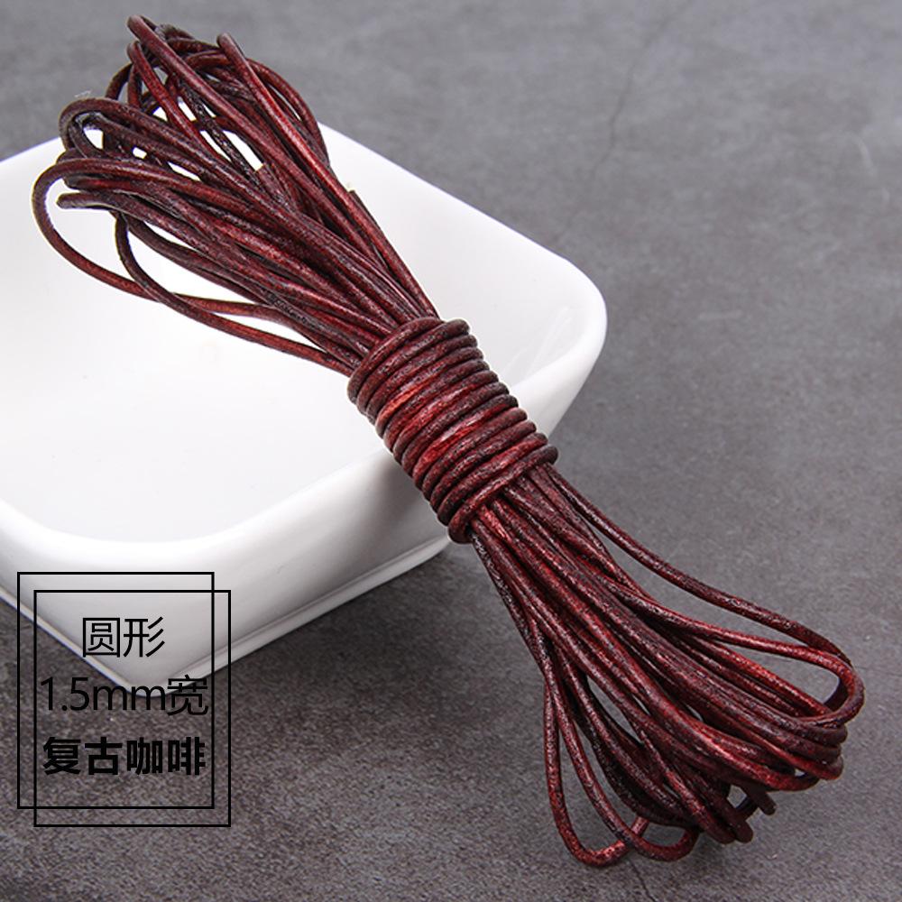 3Mm 4Mm5 Thick Retro Made Old Coffee Round Cowhide Rope Diy Material Bracelet Necklace Jewelry Rope