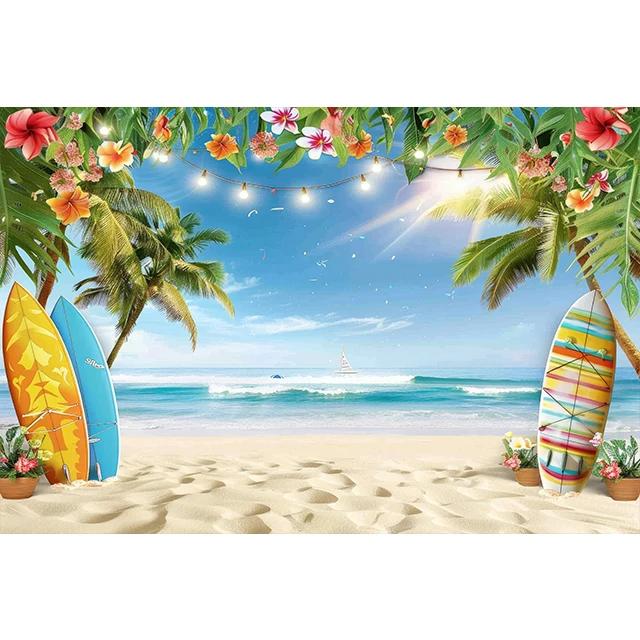 Bonvvie Photography Background Summer Beach Hawaii Luau Aloha Flamingo Holiday Party Decor Birthday Backdrop for Photo Studio
