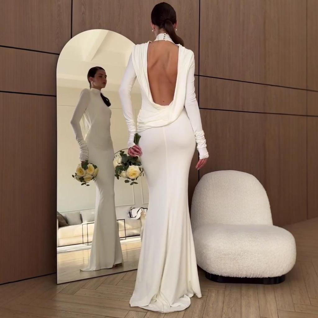 2025 Zomer Mode Backless Effen Kleur Bodycon Jurk voor Dames