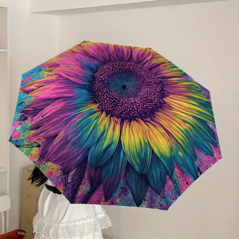 1pc Colorful Sunflower Artwork Umbrella with Plastic Handle,Suitable for All Seasons Home Travel Outdoor UmbrellaDD1750