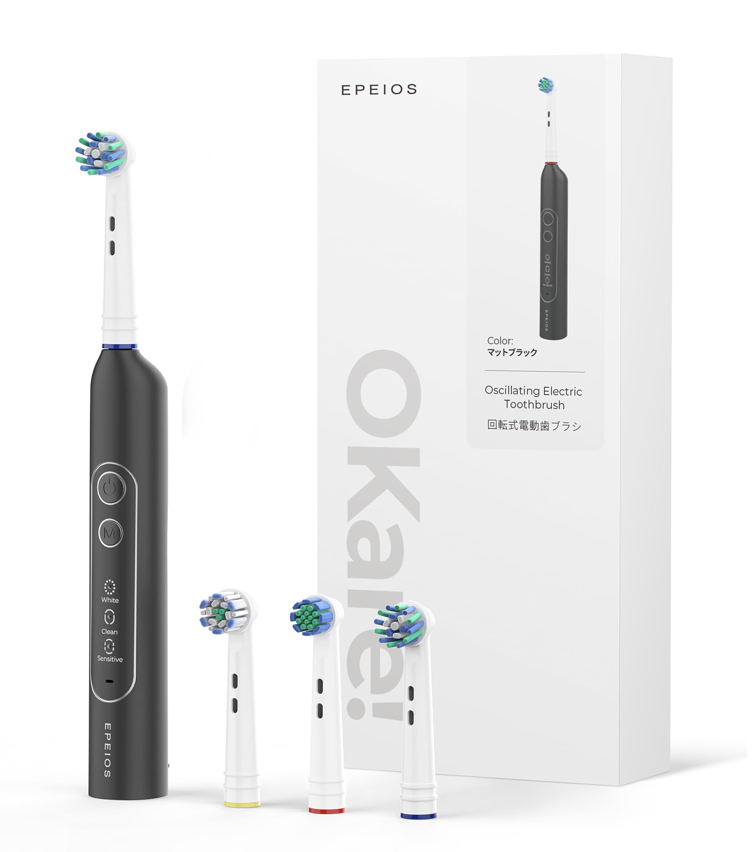 

Epeios Вращающаяся Электрическая Вращающаяся 3 Щетки IPX7 60 Дней Подарочная Зубная Щетка на День Рождения, Тип, Головки, Водонепроницаемая, Перезаряжаемая через Type-C, Использование, OKare! Петля, чёрный