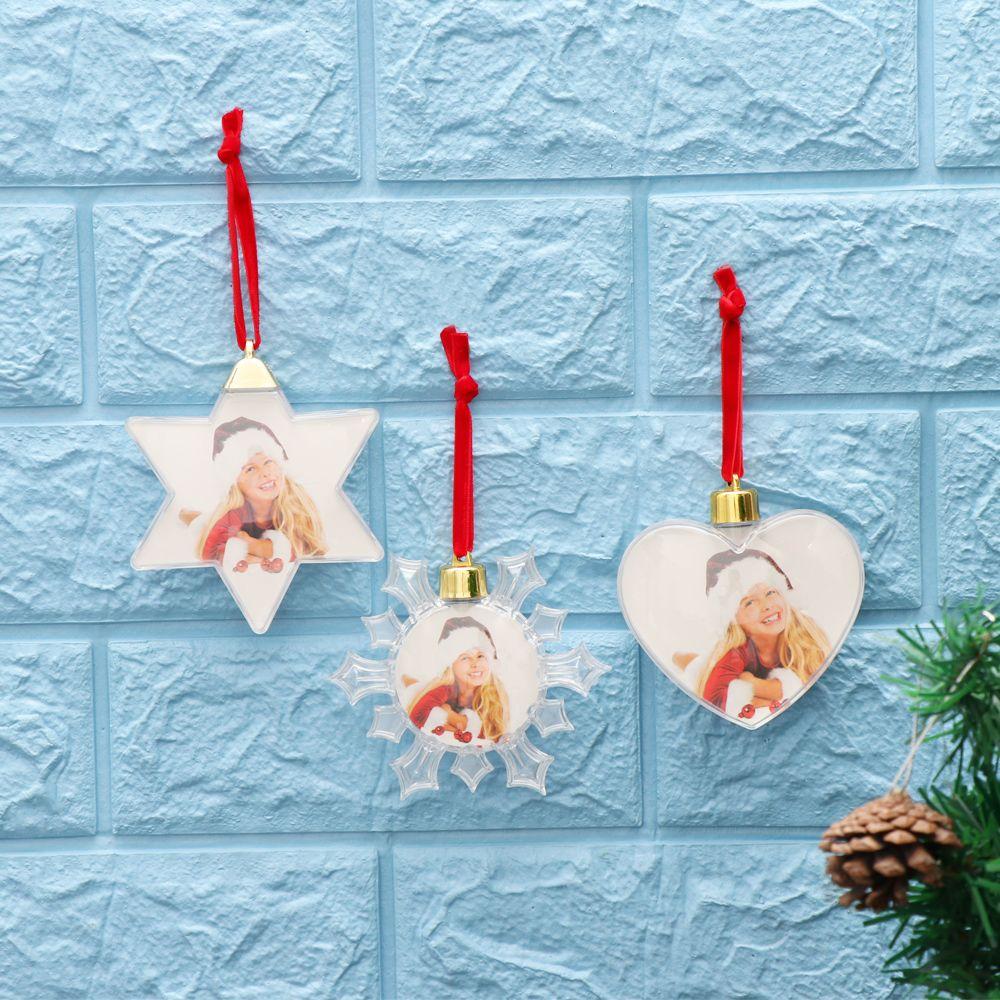 Home Decor Hanging Photograph Holder Xmas Tree Ornaments Picture Frame Pendant Photo Christmas Ball