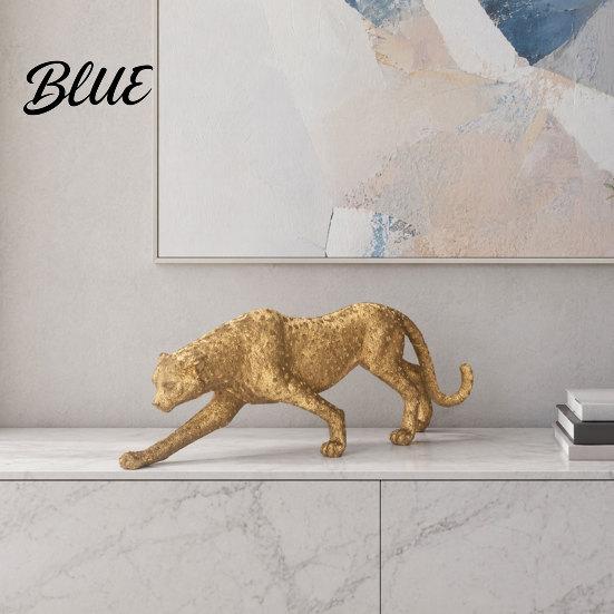 High-quality Resin Leopard Golden Figurine Model Vivid Statue Squatting Running Posture Entrance Hall Decor Item Ornament for TV Stand Entryway