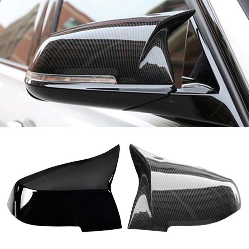 BMW X3-X6 Rearview Mirror Cover, Carbon Fiber Pattern, Gloss Black.