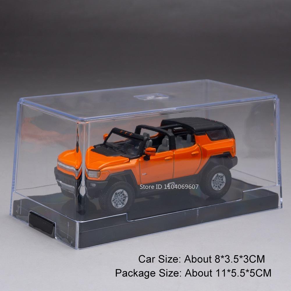 1:64 Scale Model Toy Off-road Cars EV Alloy Diecast Slide Forward Hood Opened Rubber Tires with Acrylic Box Simulation Vehicles