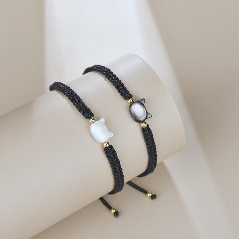 Handmade Cute Black Cat Animal Couples Bracelet for Women Strap Rope Bracelets Friendship Couples Jewelry Gift