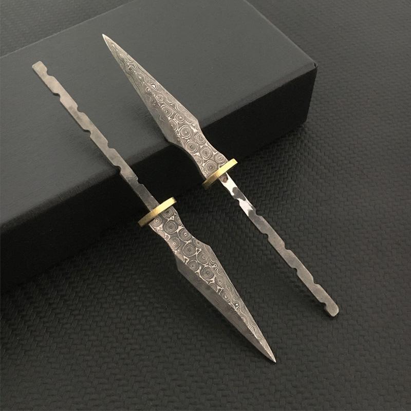 Wholesale DIY Tea Knife Blank Rosette Real Damascus Steel Pu 'er Tea Needles Cutter Stainless Steel Metal Handle