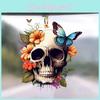 Halloween Flower Skeleton Butterfly Pattern Acrylic Pendant For Car Decoration