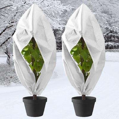 Non-woven Fabric Plant Cover with Drawstring Zipper  Winter Plant Cold Protection CoverPlant Frost Prevention Cover Antifreeze