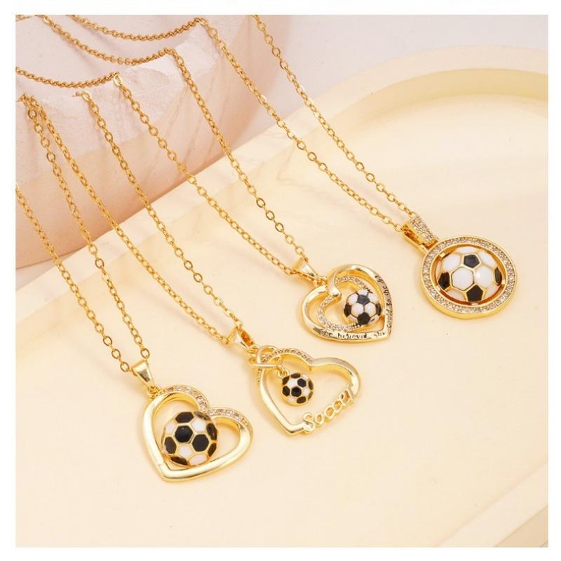 Creative Stainless Steel Heart Football Pendant Necklace For Men Women Party Sports Style Football Fans Necklace Jewelry Gift