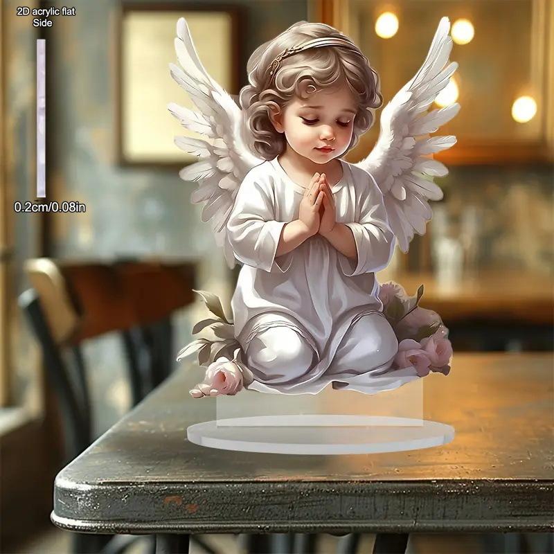 Peace & Love Baby Angel Prayer - 2D Flat Acrylic Desktop Ornament, Wall Decor Art, Four Seasons Decoration, Novelty Home Decor