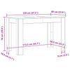 Dining Table Grey Sonoma 120 x 60 x 76 cm Engineered Wood