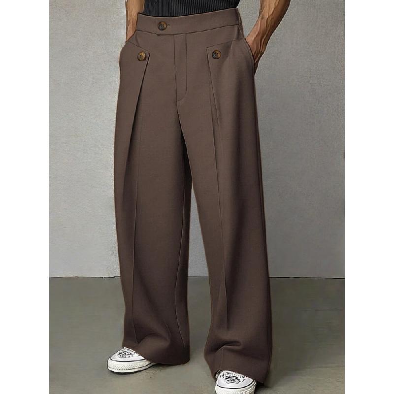 Men's straight-leg anti-wrinkle no-iron business casual trousers with premium drape