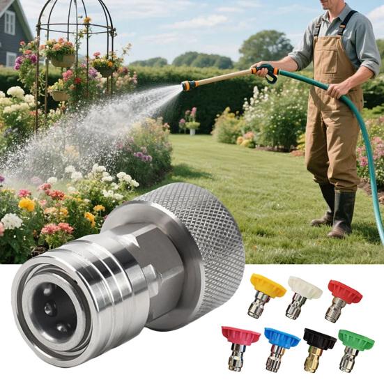 Garden Hose to Mini Power Washer Adapter 3/4-inch GHT to 1/4-inch Garden Hose Pressure Washer Attachment Convert Water Hose
