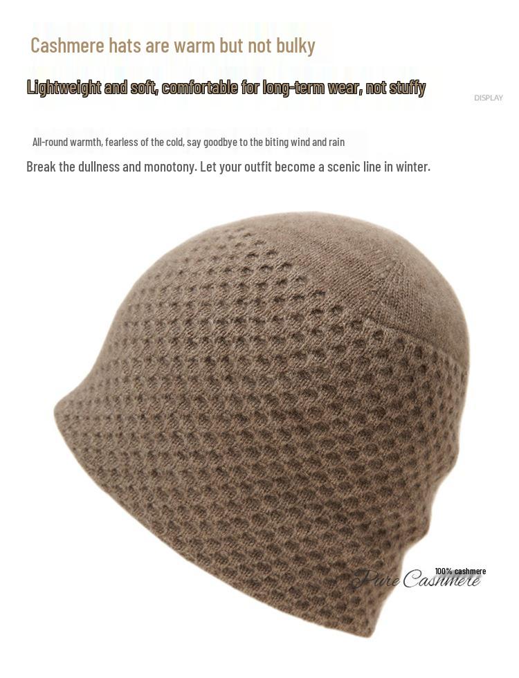 Kangsai Ni Women's 100% Pure Cashmere Knitted Hat - Fashionable & Warm for Autumn/Winter