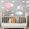 Cute Elephant Hot Air Balloon Clouds Wall Stickers Self-Adhesive for Kids Room Nursery Kindergarten Home Wall Decor