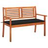VidaXL 2-Seater Garden Bench with Cushion Patio Furniture Outdoor Bench Park Bench Patio Furniture 120 Cm Wood 3060976