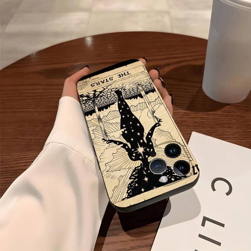 Tarot Phone Case For iPhone 17,16,15,14,13,12,11,Pro,X,XS,Max,Plus,Soft Black Cover