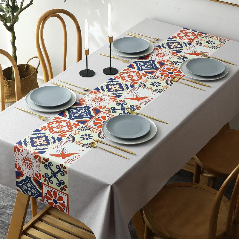 Европейский стиль ПВХ High Sense Водонепроницаемая и маслостойкая скатерть 100x160cm