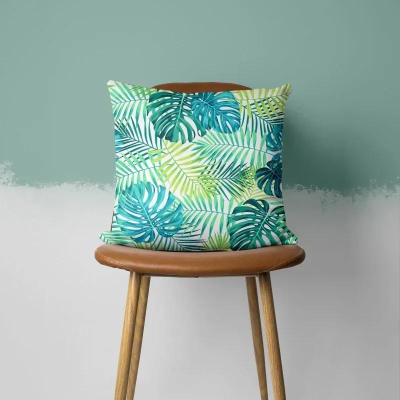 Teal Cushion Cover Leaf Feather Geometric Heart Sofa Pillowcase Bedroom Home Decor Office Decor Accessories 50x50cm45x45