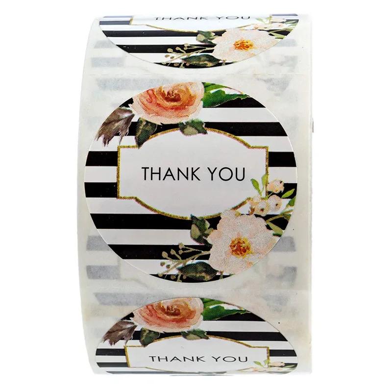 500 pezzi/rotolo 1 pollice Adesivi Grazie Adesivi Sigillo per Dolci Torte Biscotti Cartoni Animati Adesivi Ricompensa Bambini Fiori Matrimonio