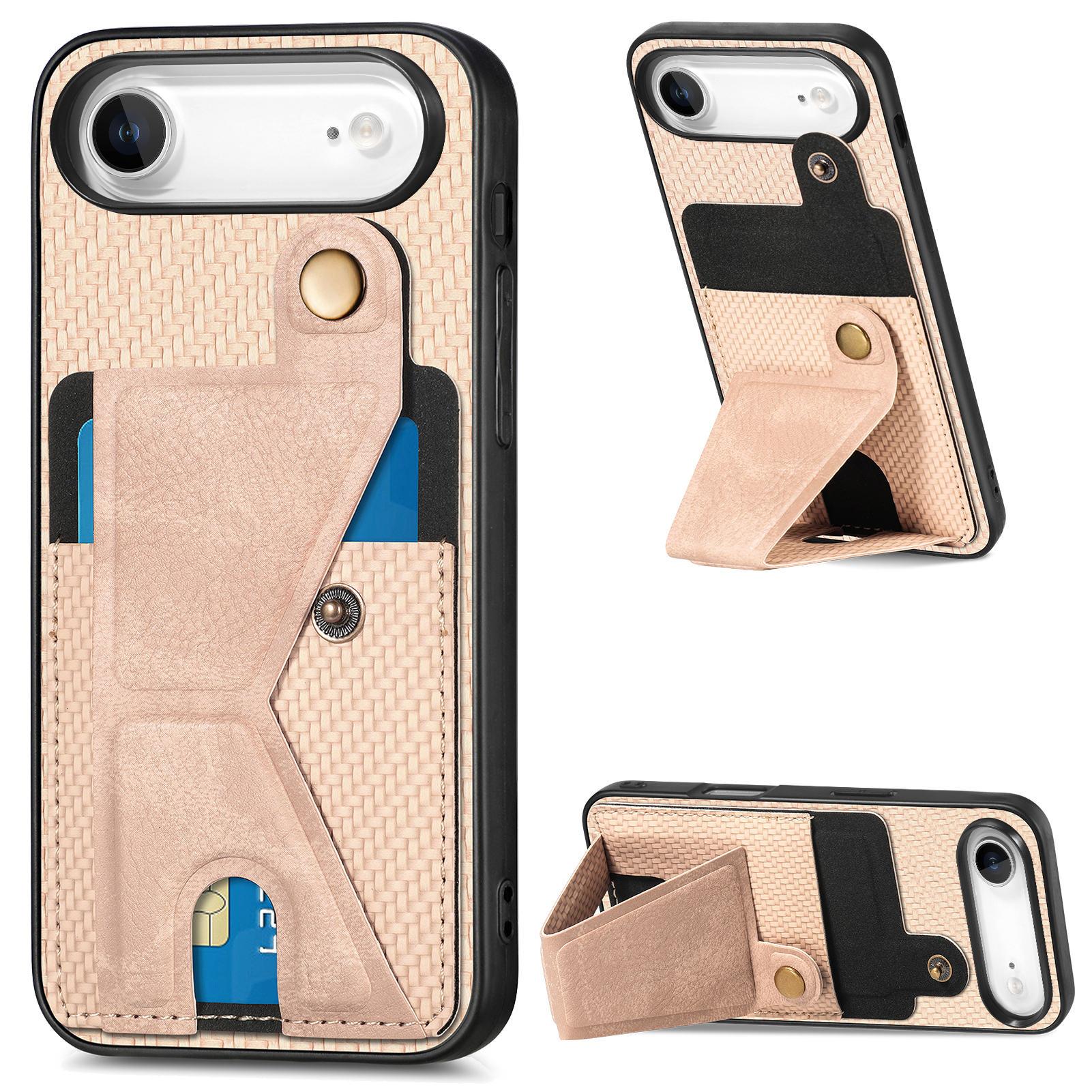 

For iPhone Air Case with K-Shaped Kickstand Leather Phone Back Cover