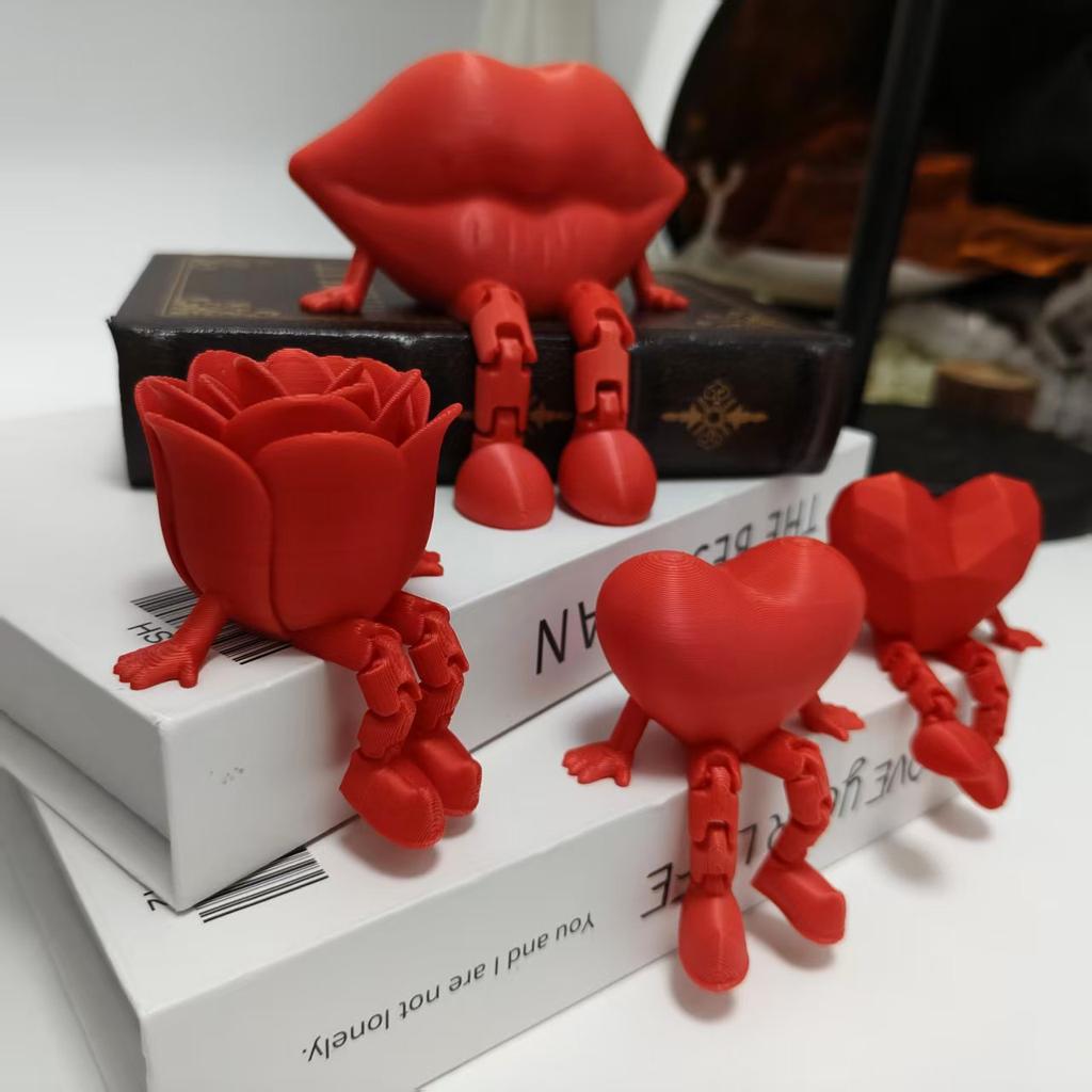 Beliebte Valentinstagsgeschenke, Rosenfiguren, 3D-gedrucktes Spielzeug, Puppen, Figuren und herzförmige Handarbeiten