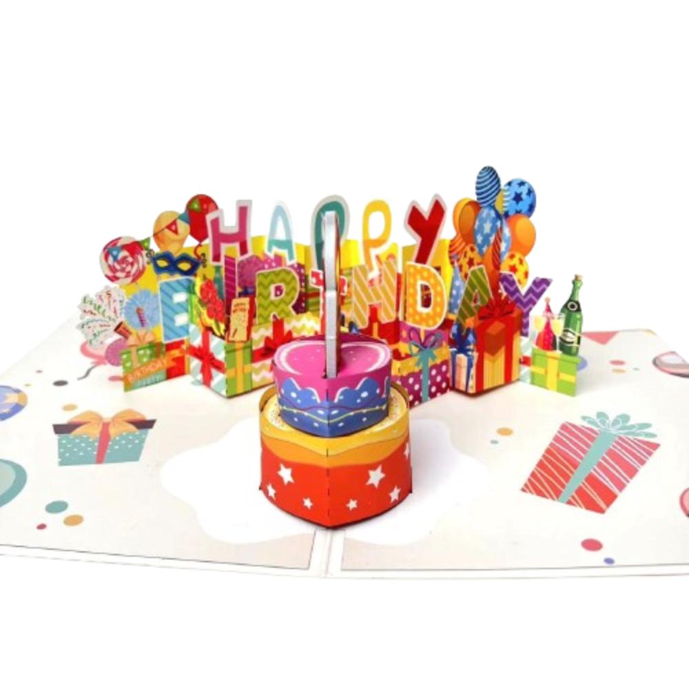 Fireworks Effect 3D Popup Greeting Card Musical and Light Luxurious Foil Stamping Cards  Child