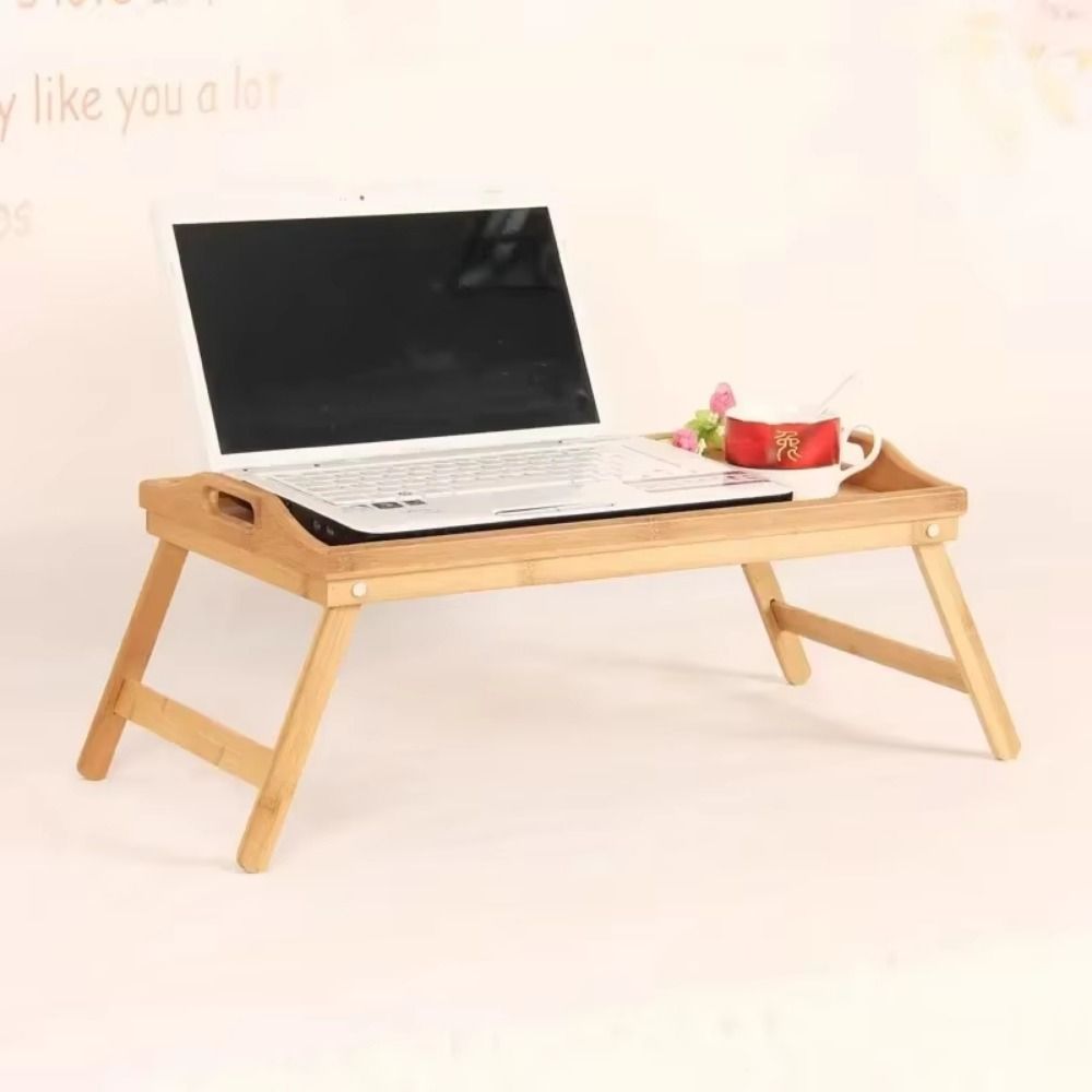 Foldable Legs Bed Tray Table Bamboo Material Breakfast Serving Tray Computer Desk  Sofa Bed