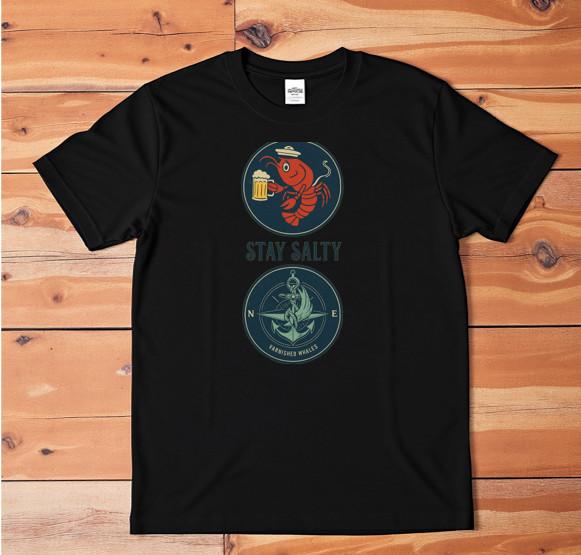 Stay Salty Lobster Beer Nautical Anchor Graphic T-Shirt White Funny Tee S