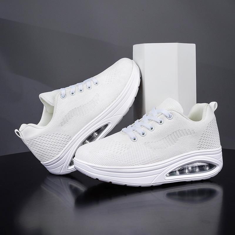 HOHO FAIR Women Shoes Women Platform Shoes Mesh Breathable Thick Soled Shoes Ladies Non-Slip White Sneakers