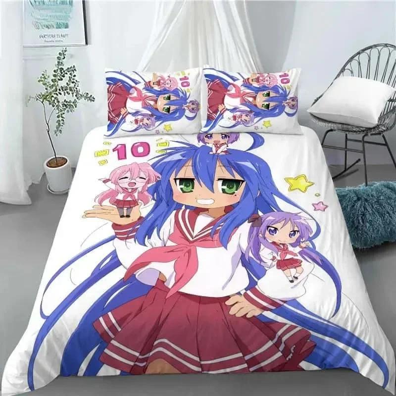New Lucky Star 3D Print Anime Girl 3 PCS Duvet Cover Set Fashion Bedding Sets Comforter Duvet Cover Pillowcase Home Textiles