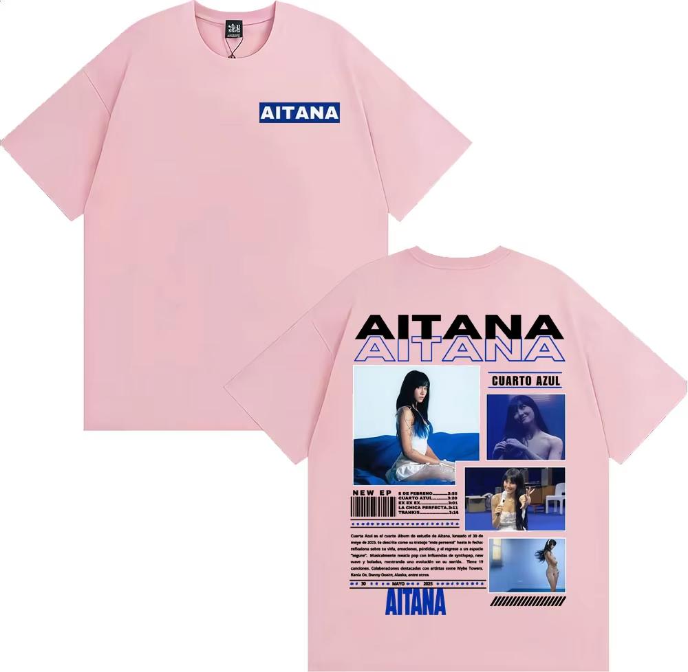 Sängerin Aitana Cuarto Azul Album Tour T-Shirt 2026 Sommer Neu Unisex Damenmode Lässig 100% Baumwolle Ästhetisches Oversized T-Shirt