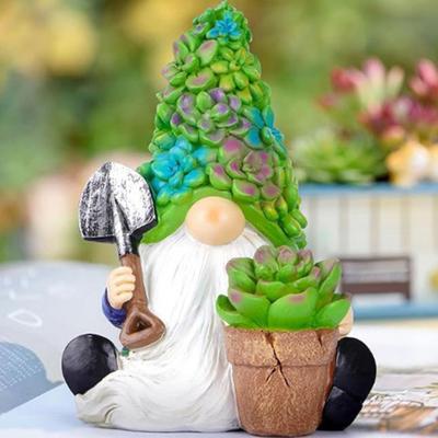 Yousheng Succulents Hat Gnome Statue Flowerpot Gardening Dwarf Figurine Scuplture Indoor Outdoor Garden Home Office Decoration Ornament