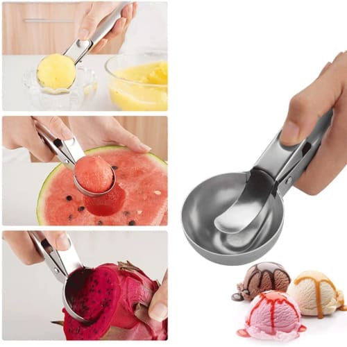 Stainless Steel Spherical Ice Cream Scoop for Fruit Digging, Meatball Making, and Other Cooking Tools (Large Color Box Package)