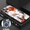 Vintage Floral Case For iPhone 17 Pro Max iPhone 16 15 14 13 Pro Max Magnetic For Magsafe Soft Silicone Phone Back Cover